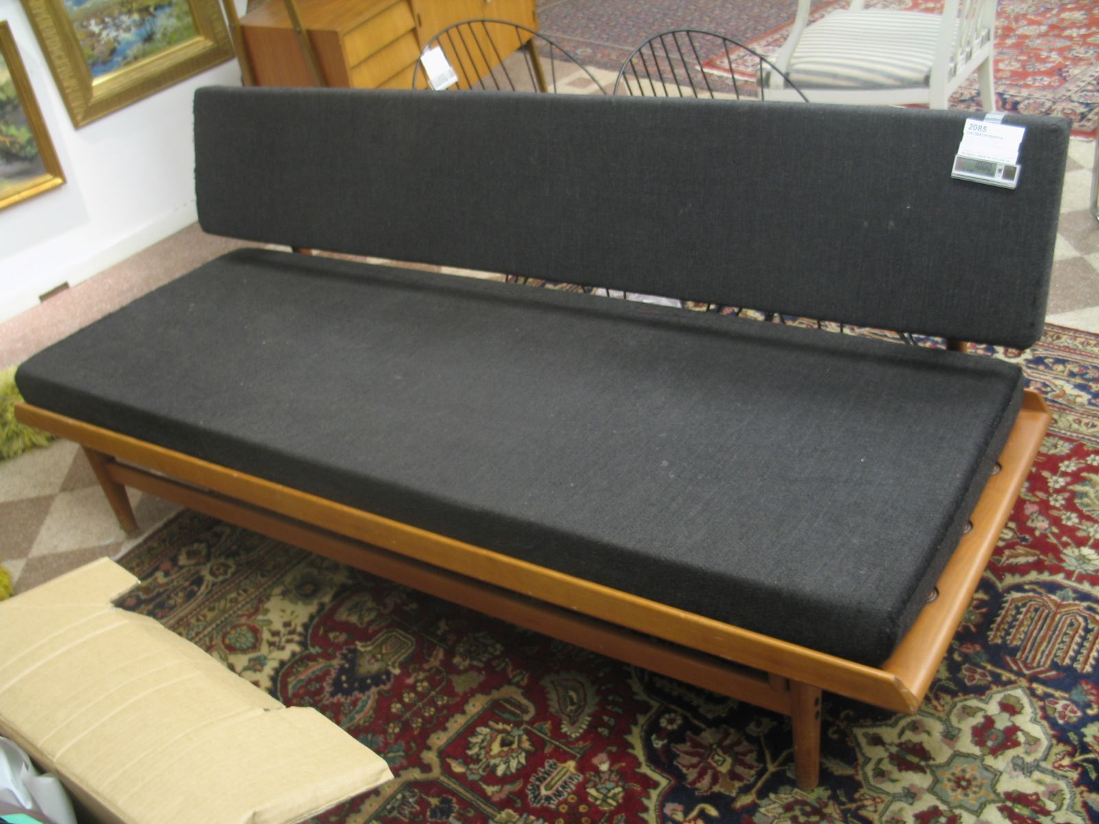Dagbädd soffa, Karl Erik Ekselius, 50 tal, Teak, JOC Vetlanda, Originalklädsel (nytt skumgummi Dagbädd soffa, Karl Erik Ekselius, 50 tal, Teak, JOC Vetlanda, Originalklädsel (nytt skumgummi